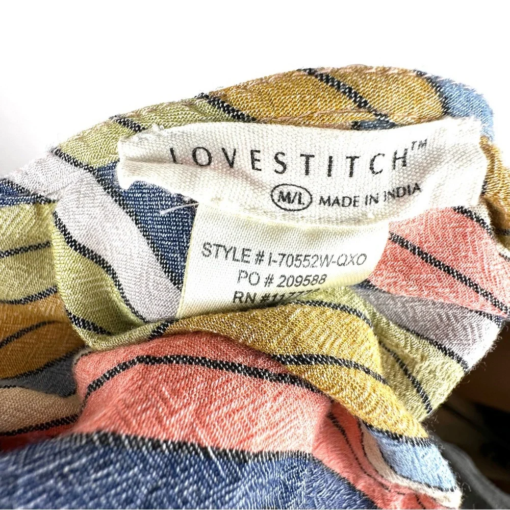 Lovestitch Halter Multi-Colored Stripe Low Back Asymmetrical Dress Beach Resort - Picture 6 of 8